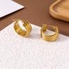 European & American Style Gold-Plated Titanium Steel Wide-Edge Curved Hoop Earrings