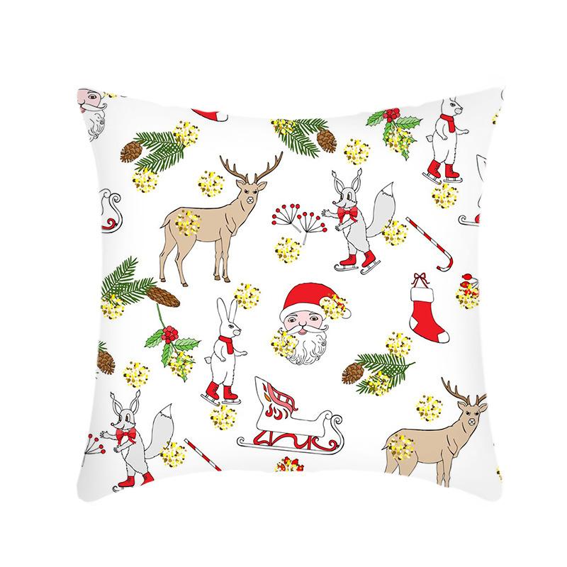 

New Christmas Pillow Case Ins Short Plush Printed Bedside Sofa Cushion Home Cushion 45X45 (without core)