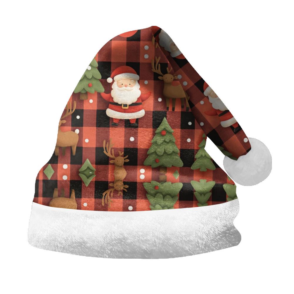 2024 Czapka Mikołaja z dwustronnego polaru z dodatkowym aksamitem dla dorosłych i dzieci z nadrukiem na zamówienie