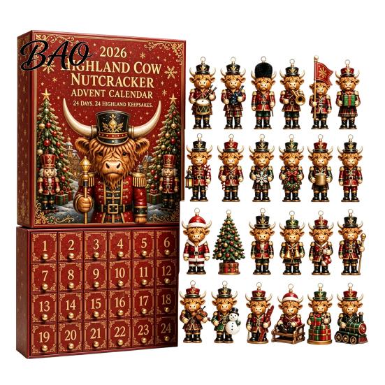 Festive Decoration for Home 2026 Nutcracker Advent Calendar, 24-Day Acrylic Ornament Set with Classic Party Favors Children Soldier Figures, Christmas