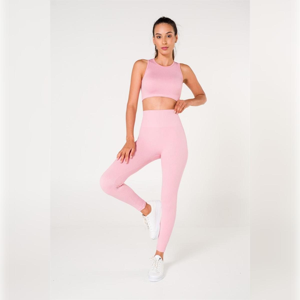 

Ребристі безшовні скульптурні легінси XS/S рожевий