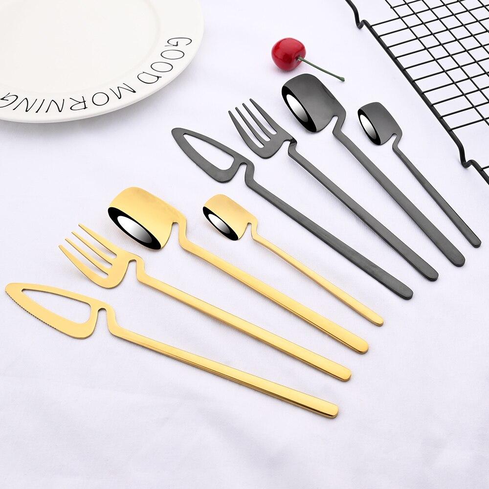 16Pcs Rainbow Color Dinnerware Flatware Cutlery Set Dinner Forks Knives Coffee Tea Spoons Stainless Steel Tableware Dinner Set