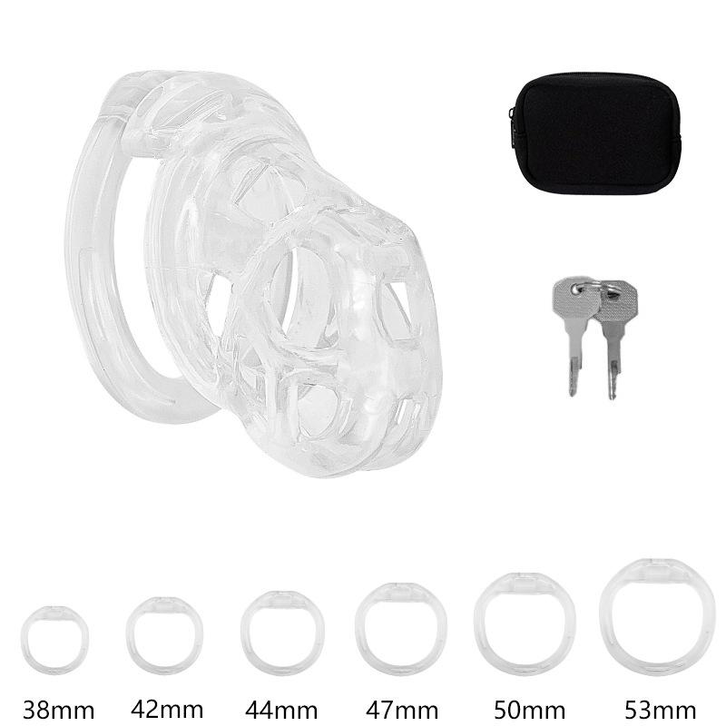 With 5 Size Cock Rings Penis Soft Silicone Chastity Cage Device Anti-Cheating Penis Lock Restraints for Men Discreet Sex Toy 18+