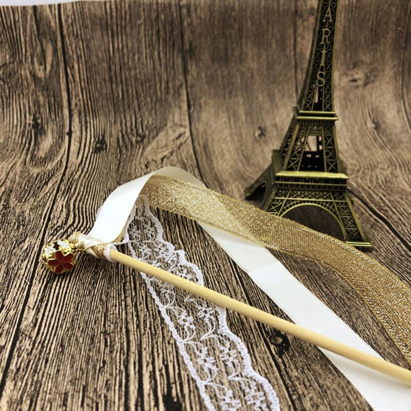 Fairy Stick, Ribbon Wedding Wands Garland With Beautiful Bell Twirling Streamers, Lawn Party