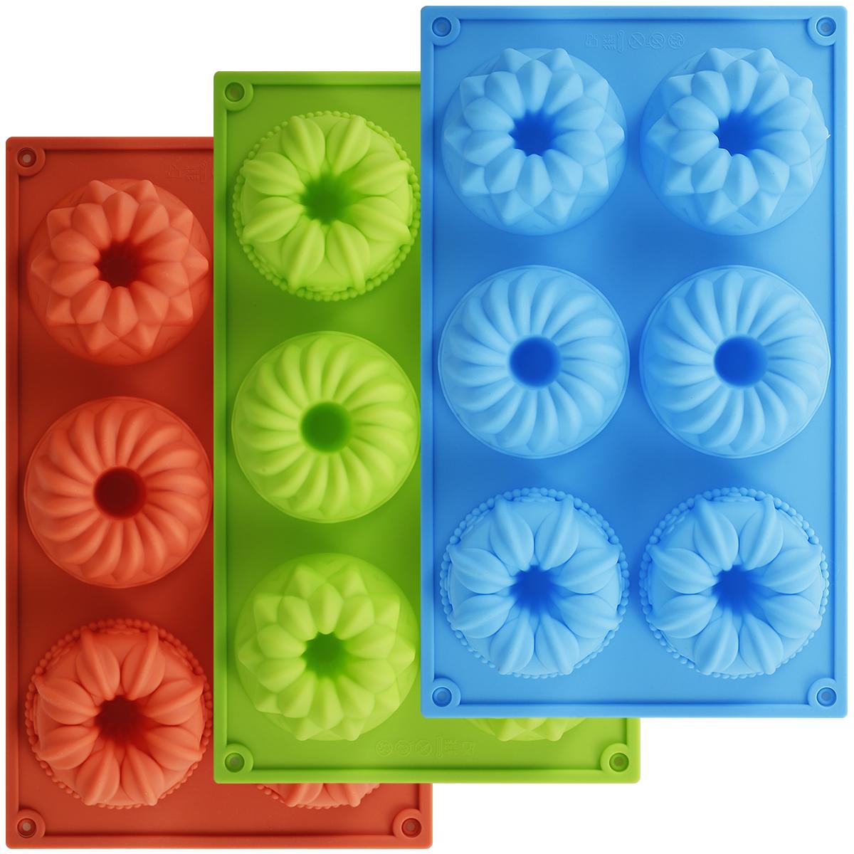 

3Pcs Silicone Donut Mold Heat Resistant Doughnut Pan 3 Shapes 6Reusable Bread Baking Mold Easy to Release Doughnuts Baking Pans