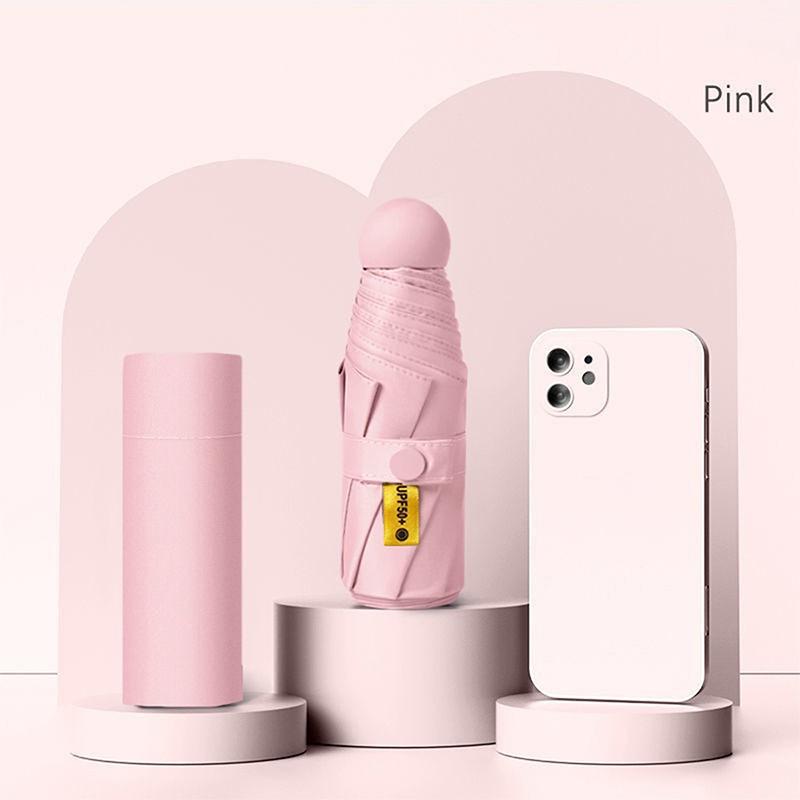 Five-Folding Dual-Purpose Capsule Umbrella Sun Protection Sunshade Pocket Women'S Umbrella Compact Umbrella Foldable Rain