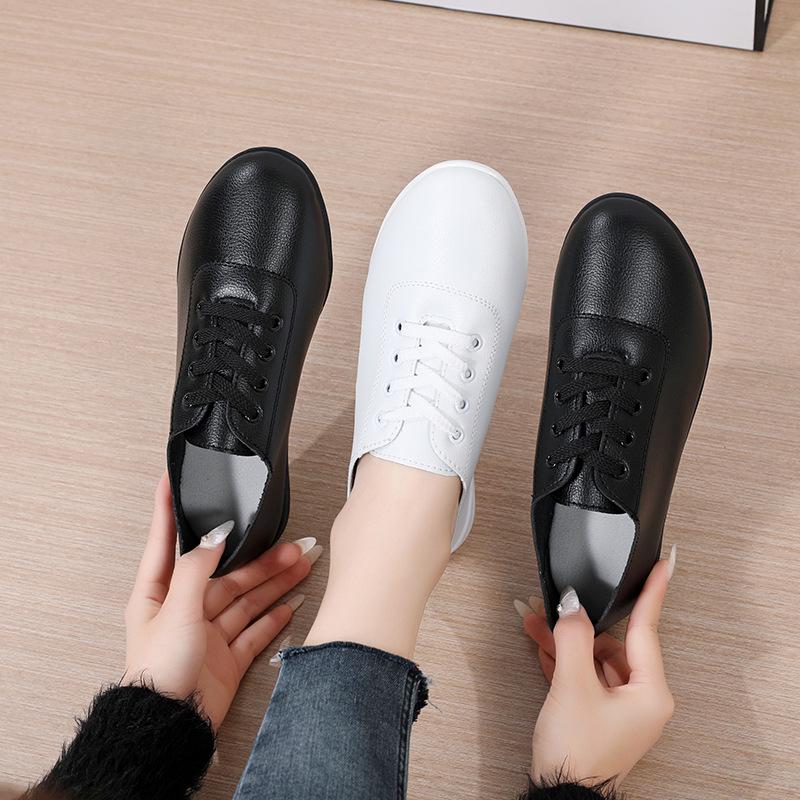 Spring New Women's White Lace-Up Casual Korean Shoes