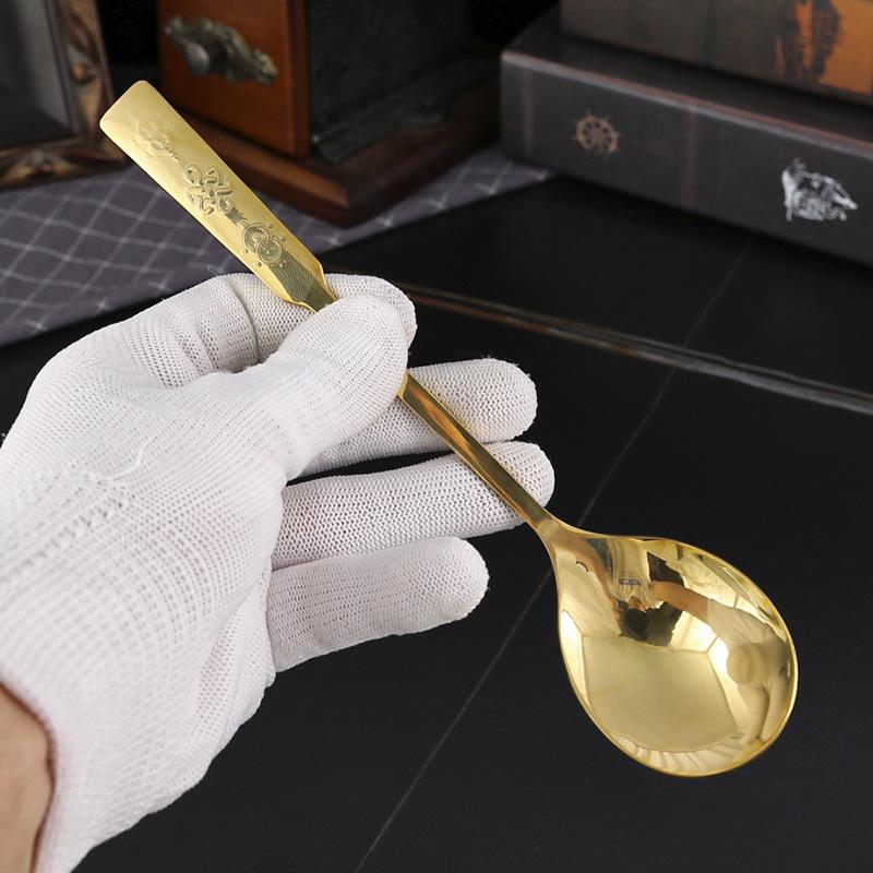 Сплошная латунная ложка бытовая утолщенная ложка ложка для риса десертная ложка