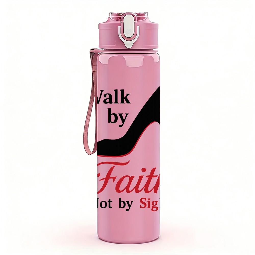 1PC Walk By Faith High Heel Shoe 750ml Color Plastic Sports Water Bottle Leakproof Flip Straw Lid Suitable for Sports Office Home Use