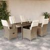 VidaXL Garden Dining Set and Cushions 7 Pcs Beige Poly Rattan, Outdoor Dining Set, Furniture of 3276803