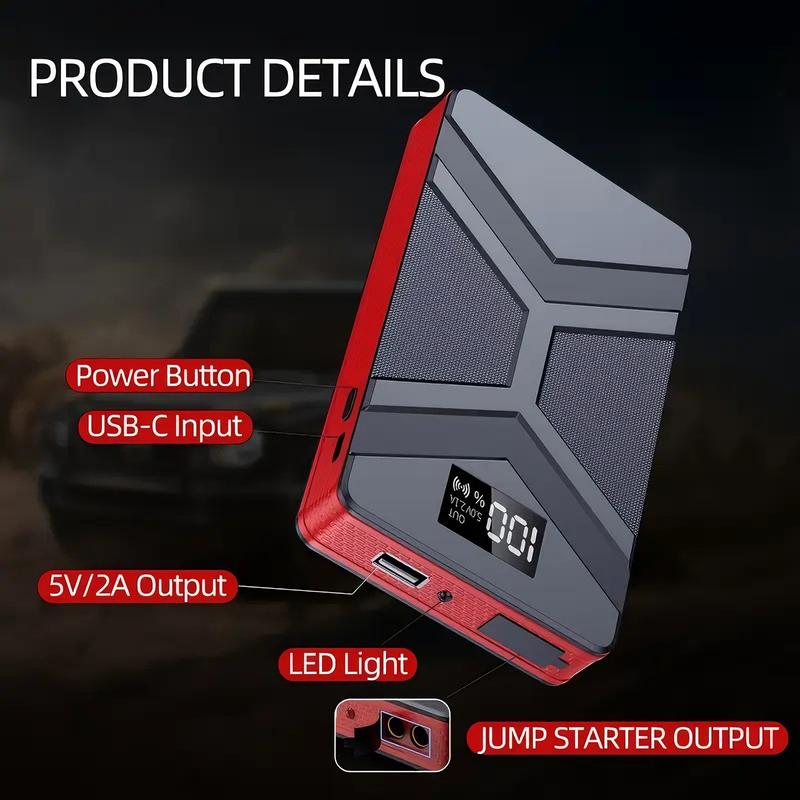 Ultra-slim 12V Car Jump Starter Booster Portable Car Power Bank Multifunctional Engine Battery Emergency Start