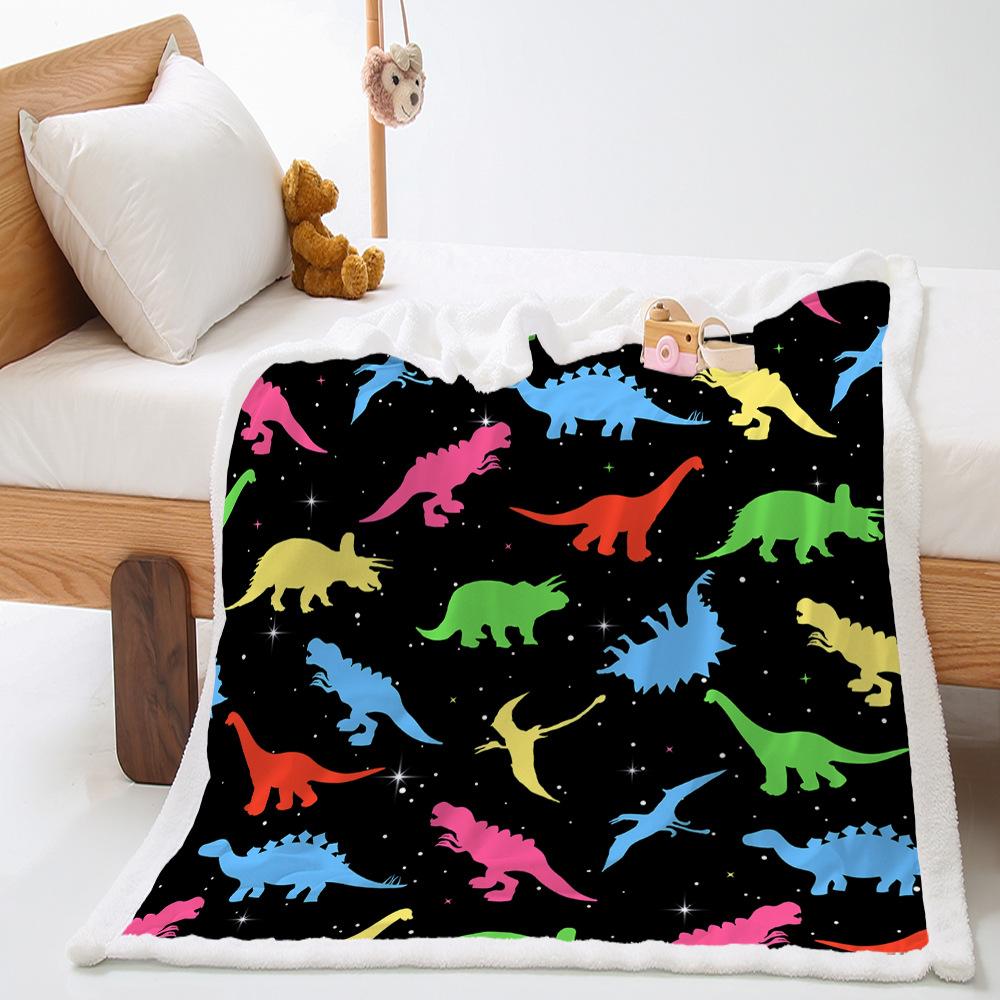 Blanket Cartoon Dinosaur Blanket Digital Printed Lamb Fleece Crystal Fleece Blanket