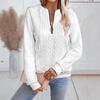 2026 Autumn/Winter Casual Women's Long Sleeve Zipper Collar Hoodie T-shirt.