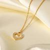 Stainless Steel 18k Gold Color Plating Cubic Zirconia Filled Heart Pendant Necklace Neck Pendants Women Jewelry Gift For Lady