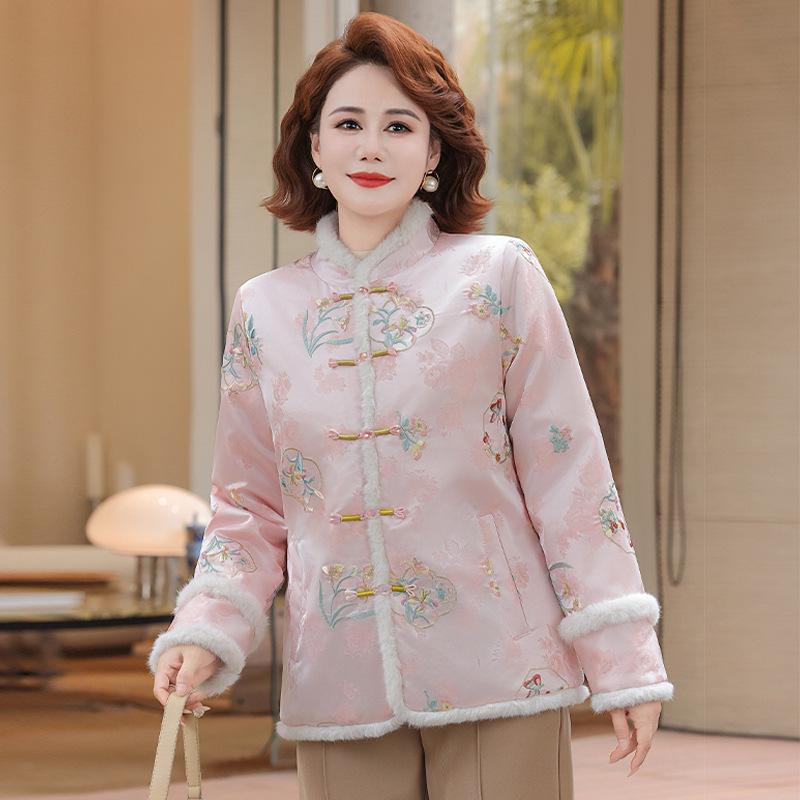 Thickened Retro Chinese-Style Cotton Jacket with Frog Buttons