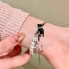 Vintage Pearls Bead Cats Face Charm Bracelet With Star Pendant Flexible Chain Pearls Charm Wrist Chain For Daily Wear