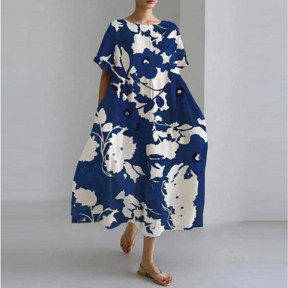 Dámské dlouhé šaty Jarní Podzimní Letní sukně Módní Ležérní Dámské Šaty s velkým lemem Velká velikost S-5XL Dlouhé šaty