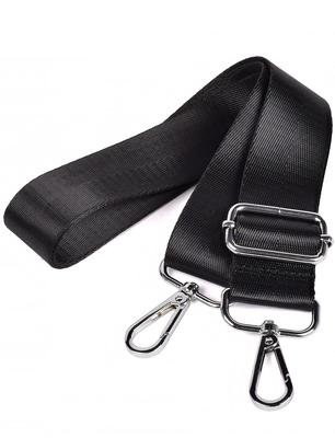 Lelotte Adjustable Replacement Wide Shoulder Strap for Bags (Solid Black X Silver)