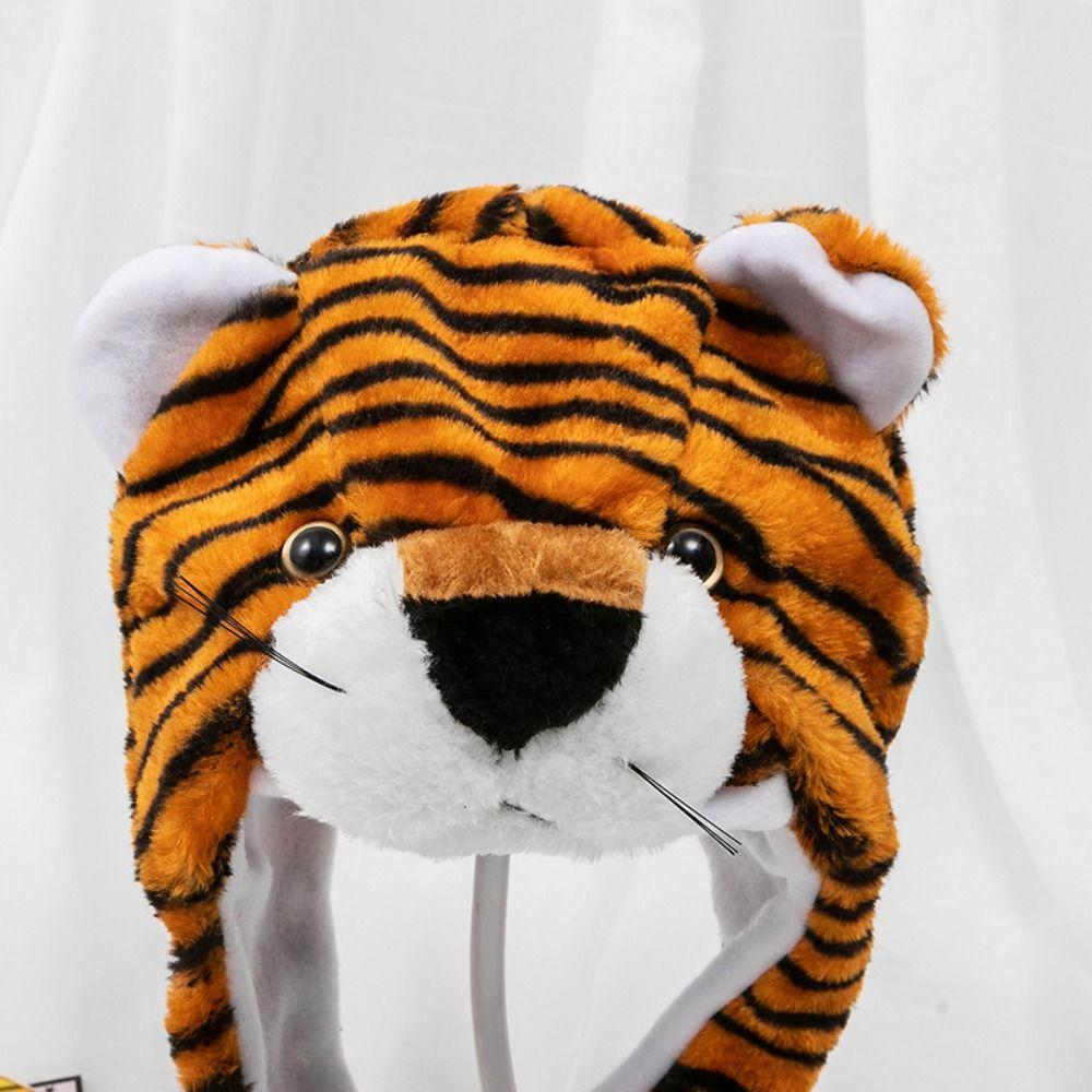 Cartoon Cap For Men Women Performance Hat Cosplay Tiger Hat Plush Animal Cap Tiger Head Cover Cap