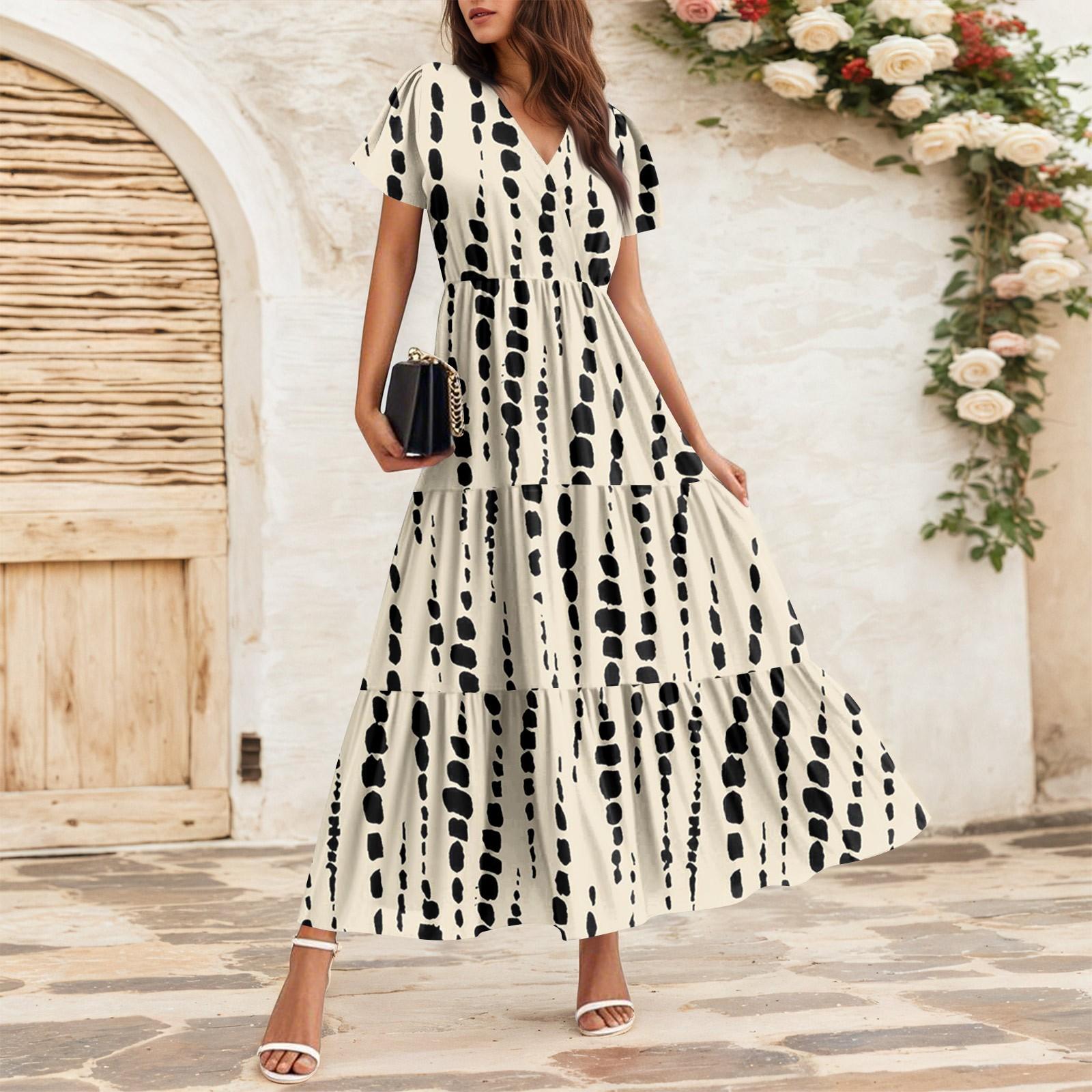 

Женские струящиеся платья Женские летние платья Повседневные платья макси с коротким рукавом Официальные платья макси L хаки