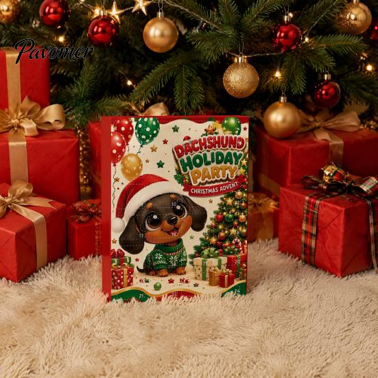 Christmas Home Decor Accessories 2026 Advent Calendar Dachshund Ornament Set, Countdown Hanging with 24 Miniature Dog Collection Mini Figures,