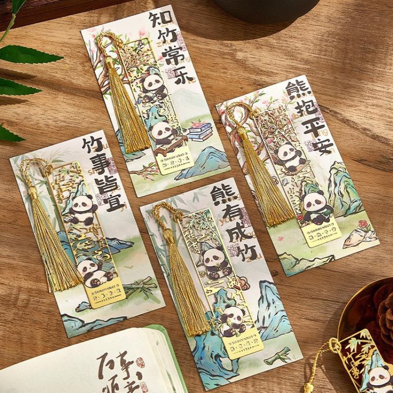 Panda-Themed Cultural Metal Tassel Bookmark Gift Box – Engraved Graduation and Birthday Souvenir