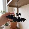 Dark Fluffy Bear with Wing Keychain Soft Touch Plush Bat Bear Keyring  Halloween Party Gift