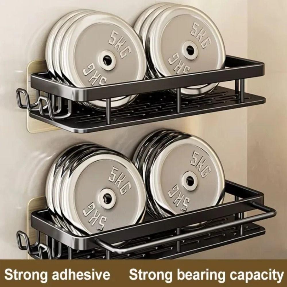 Waterproof Bathroom Storage Rack Thicken Punch-free Cosmetic Storage Box Rustproof with Hooks and Pole Wall-Mounted Shelf Rack