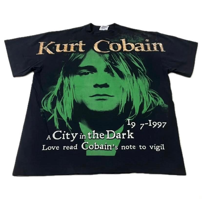 

Vintage KURT COBAIN AOP Nirvana City In The Dark Single Stitch Shirt REPRINT M