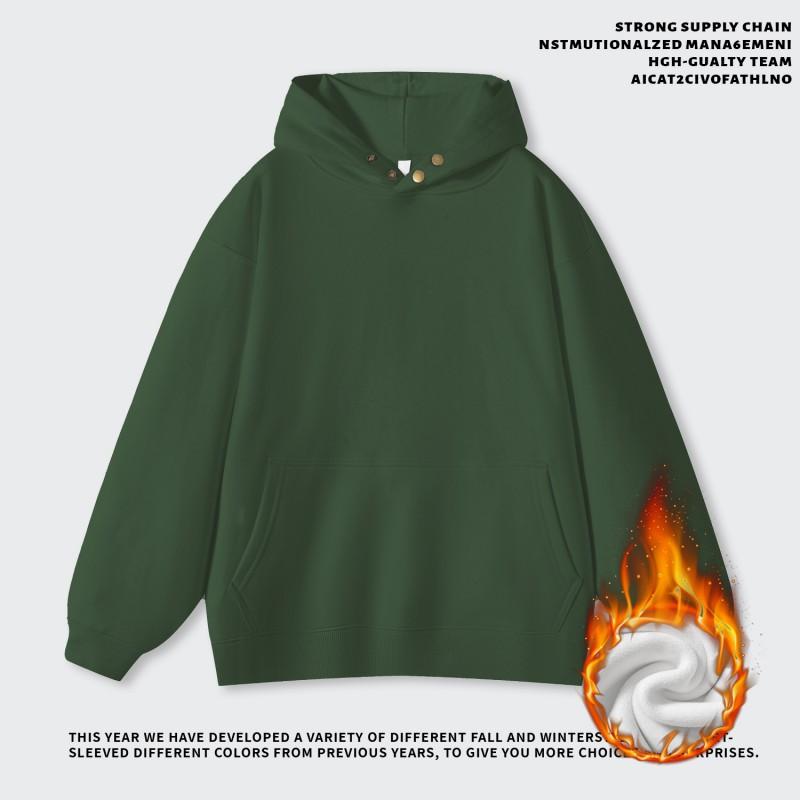 500GSM Heavyweight Cotton Hoodie Men Fleece Lined Winter Sweatshirt Casual Streetwear