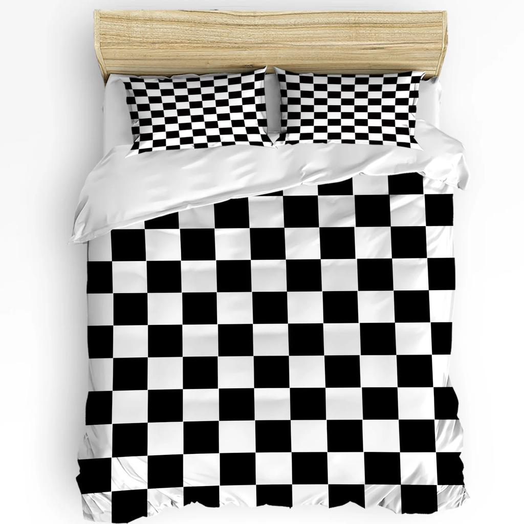 Black And White Checkered Simple Plaid Duvet Cover With Pillow Case Custom 3pcs Bedding Set Quilt Cover Double Bed Home Textile