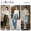 Xiangying Women's New Chinese Style Jacquard Stand Collar Long Sleeve Shirt