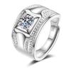 925 Sterling Silver Rings for Men Shining Crystal Adjustable Size Fashion Gifts Engagement Wedding High Quality Jewelry