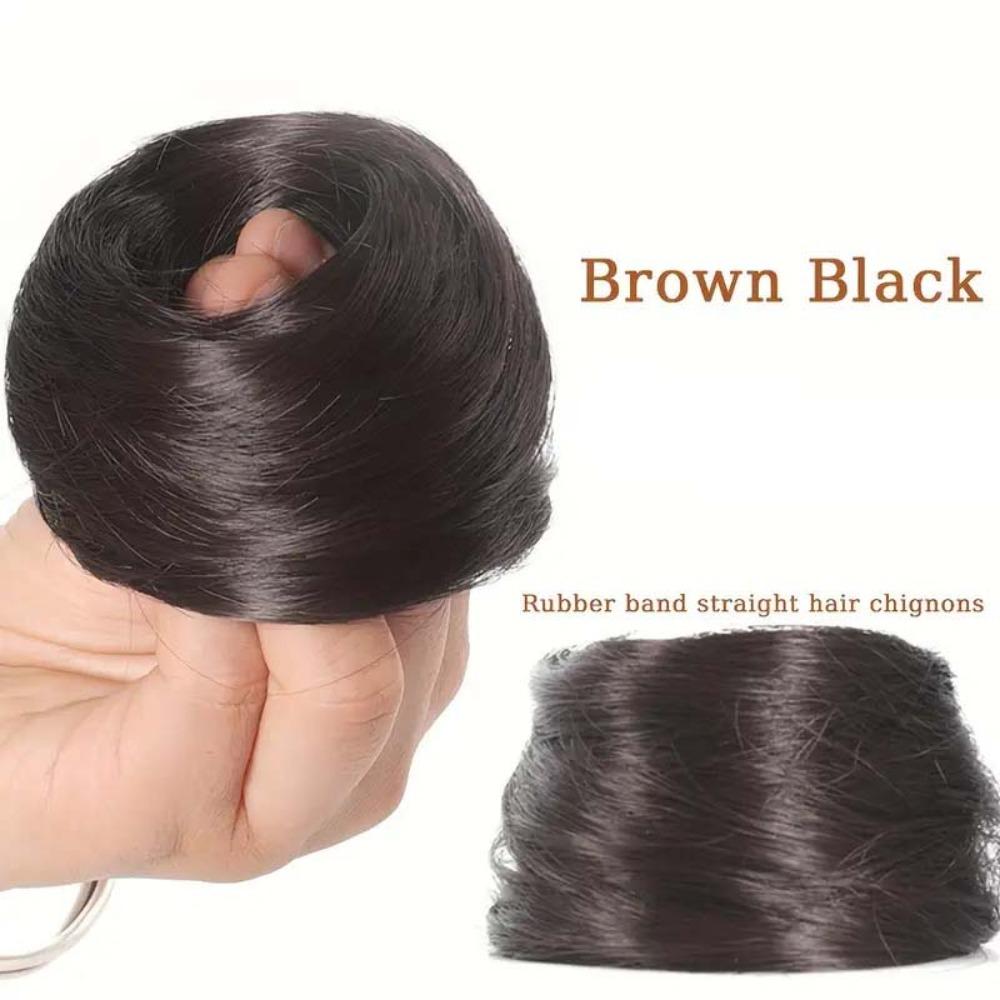Elastic Rubber Band Straight Updo Chignon Synthetic Flower Bun Head Wig  Lazy