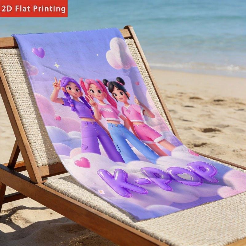 Kawaii 3D K-pop Idol Girl Group Beach Towel Microfiber Soft Quick Dry Gym Sports Towel Bath Towel for Bathroom Swimming Outdoor