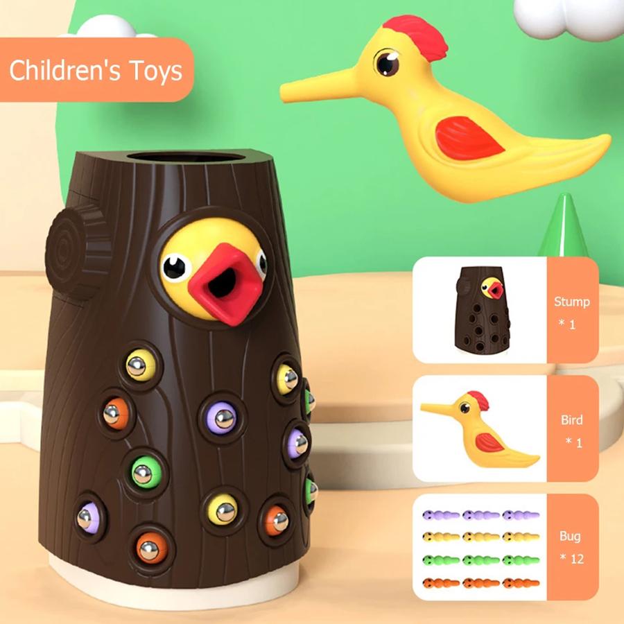 Toys Intelligence Development Of Woodpecker Insect Catching Game Toy, Early Education Magnetic Fishing for Gifts Kids Children