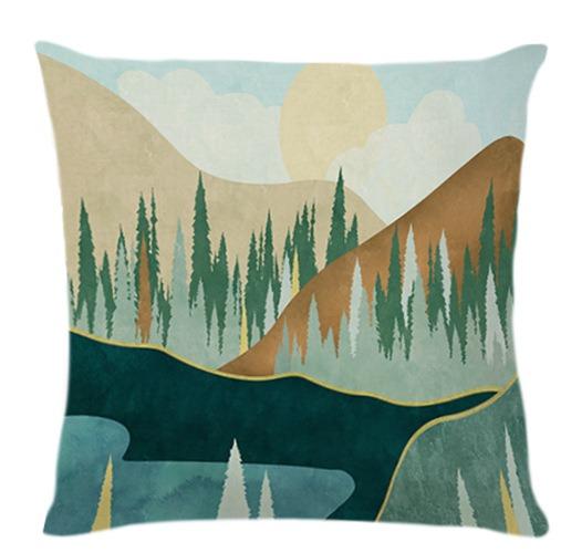 Mountain Series Printed Pattern Home Decor Pillowcase Bedroom Living Room Sofa Decoration Polyester Cushion Cover With Zipper