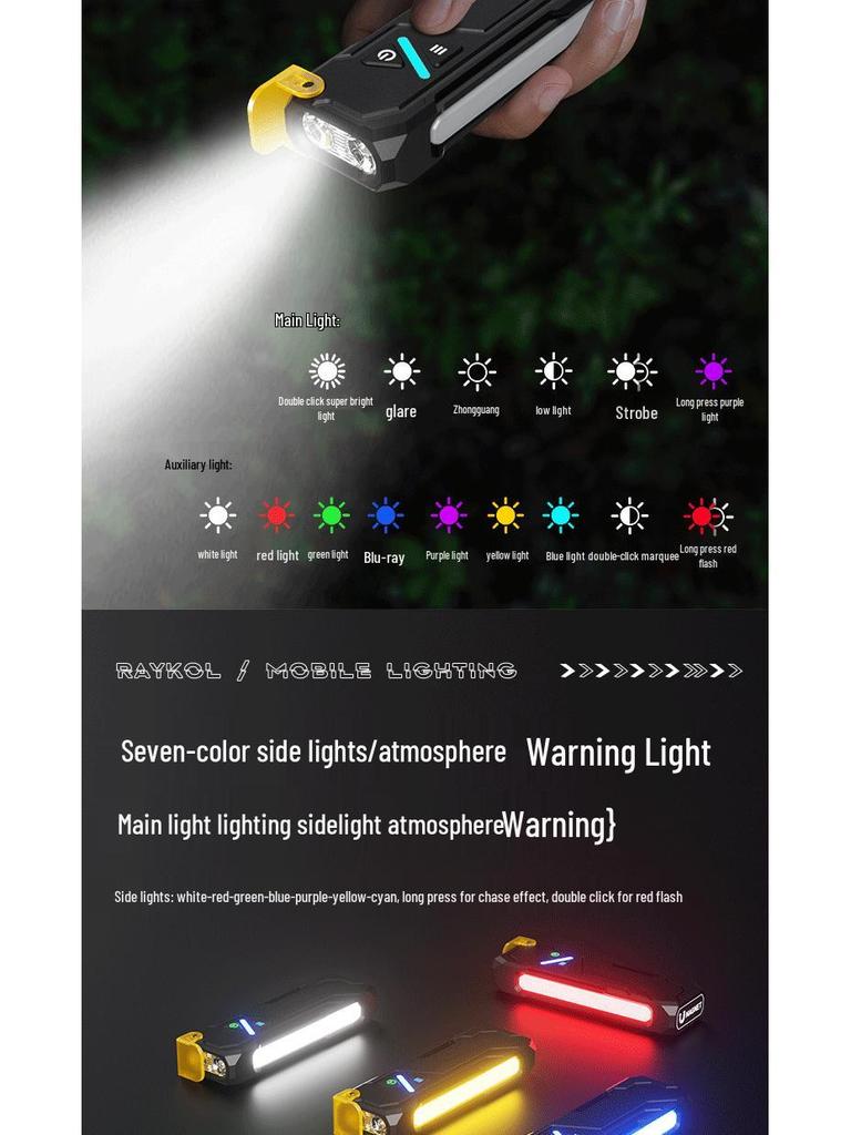 Ultra-thin Tactical Flashlight: Multifunctional, High-Intensity, Magnetic with Back Clip, Colorful High-Endurance Work Light.
