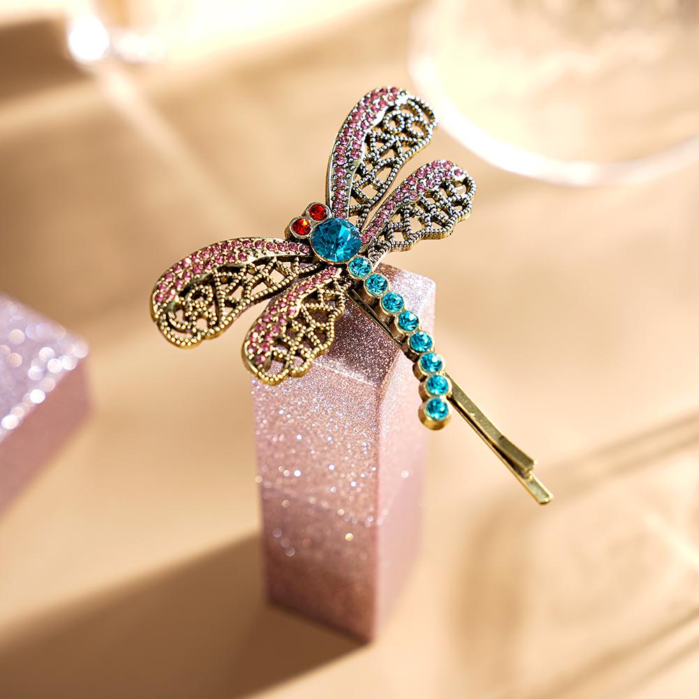 Horror Movie Fantasy Crystal Dragonfly Hair Clip Brooch For Girls Cute Animal Hairpin Beautiful Retro Hairpins