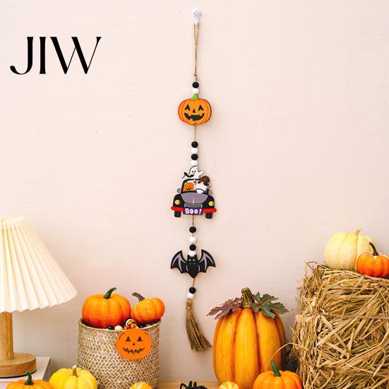Festive Wall Hanging for Living Room Halloween Beaded Sign, Witch Pumpkin Bat Pendant Garland Decorative Bead Strings Parties Door, Spooky Home Party