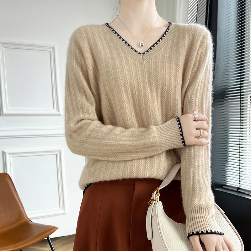 Dámský kašmírový svetr Qinghe kašmír 30% kašmír 70% vlna podzimní a zimní kašmírový svetr měkký a teplý