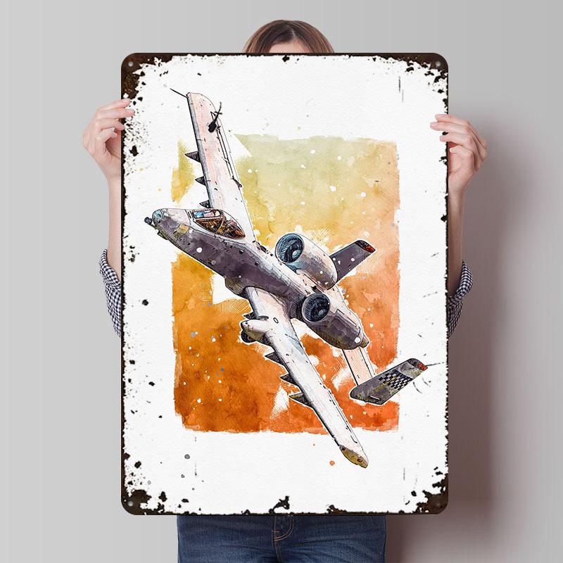 A10 Thunderbolt Watercolor Printed Posters Customizable Wall Art Retro Vintage Metal Tin Signs for Home Room Custom Sign Garden
