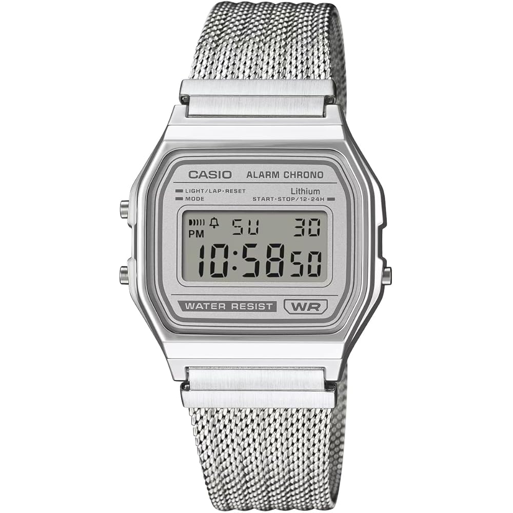 [Casio] CASIO Digital Watch Vintage Series A158WEM-7 Mesh Metal Band Unisex Silver Overseas Model...