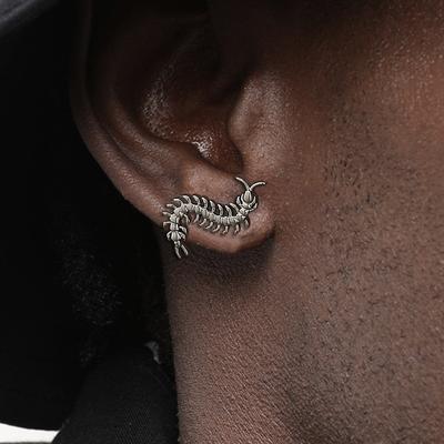 Boucle d'oreille Centipède Personnalisée en Acier Inoxydable, Boucles d'Oreilles Tendance Hip-hop Rock Avant-garde pour Hommes et Femmes