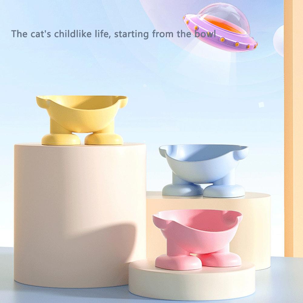 Cute Pet Bowl Tilted Cat Food Bowl Whisker Friendly, Anti Vomiting, Slanted Macarons Series Cat Bowls Indoor Pet Supplies