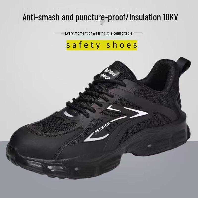 

Unisex Summer Breathable Safety Shoes: Anti-Smash, Puncture-Resistant, Insulated to 10KV, Non-Slip Black Woven Safety Shoes-37