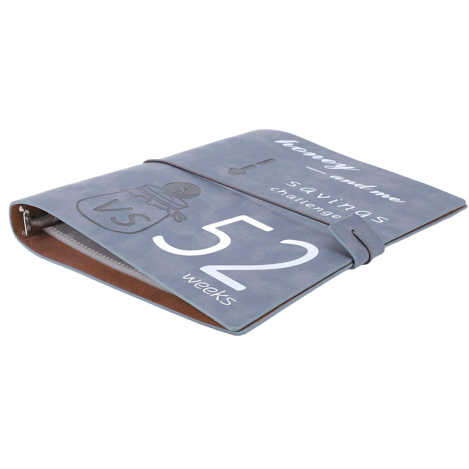 

Книга для челленджа по накоплению денег за 52 недели Кожаная ПП пленка Многоразовая Книга для челленджа по бюджету Планировщик с конвертами для раскладки наличных серый