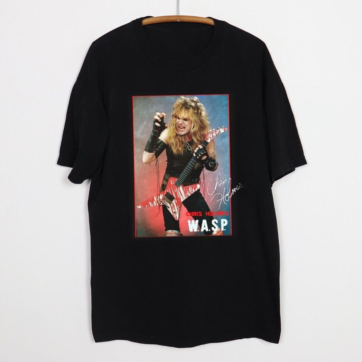 

Крис Холмс из Wasp 80-х годов ЛА металл Футболка с коротким рукавом Все размеры Унисекс S