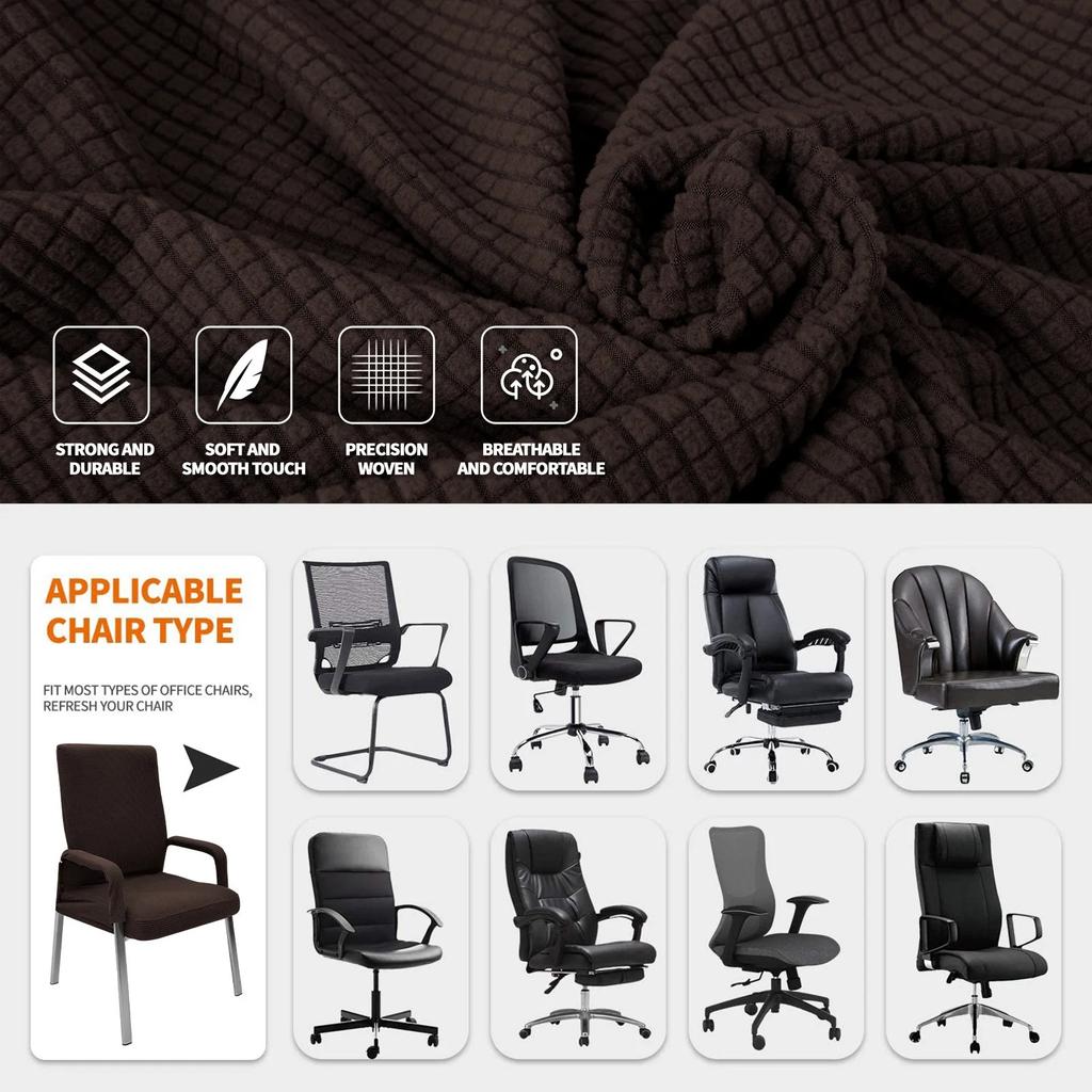 1SET Thicken Jacquard Office Boss Chair Cover Elastic Boss Rotating Computer Chair Seat Case Stretch Chair Covers with Armrest