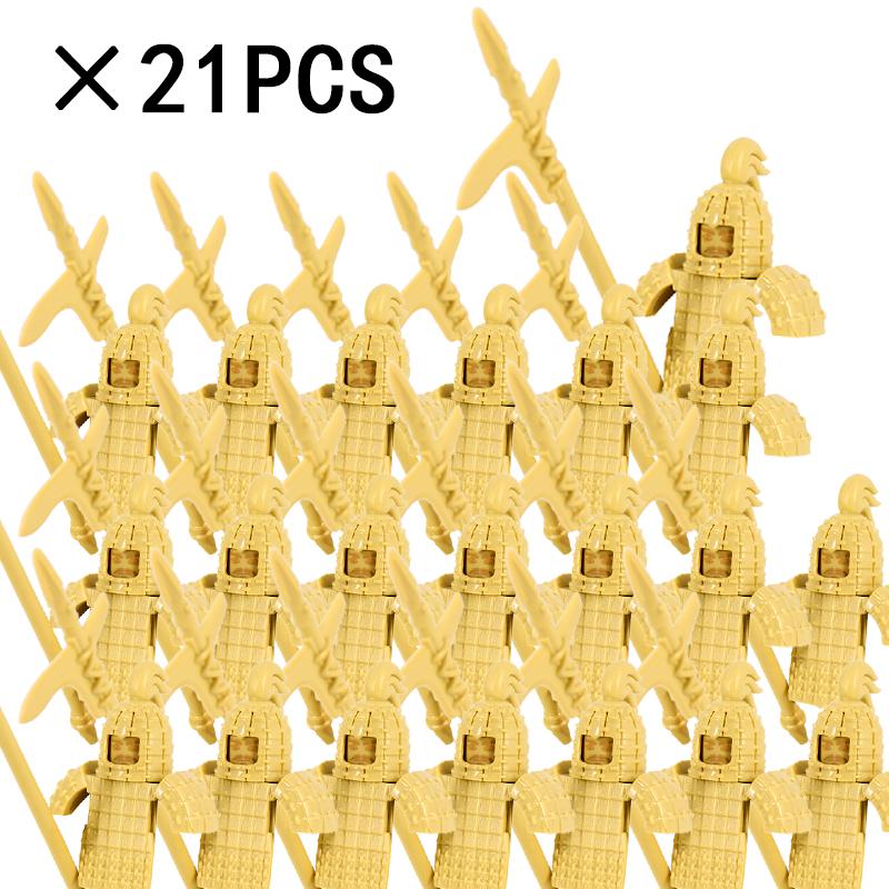 21PCS Medieval Military Soldiers Army Figures Armor Guard Warriors Archer Knights Building Blocks Bricks Toys for Kid Gifts